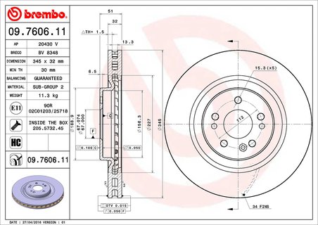 DISC FRANA BREMBO 09.7606.11 - Compatibil cu MERCEDES-BENZ