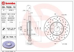DISC FRANA BREMBO 09.7628.1X - Compatibil cu CHEVROLET, OPEL, VAUXHALL