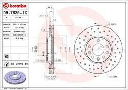 DISC FRANA BREMBO 09.7629.1X - Compatibil cu CHEVROLET, OPEL, VAUXHALL