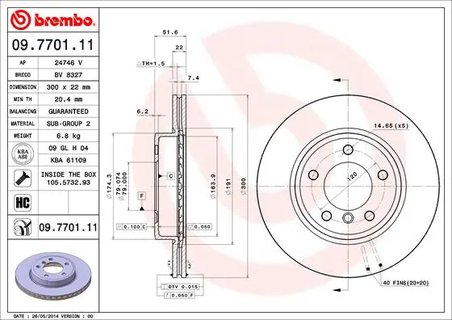DISC FRANA BREMBO 09.7701.11 - Compatibil cu BMW, BMW (BRILLIANCE)