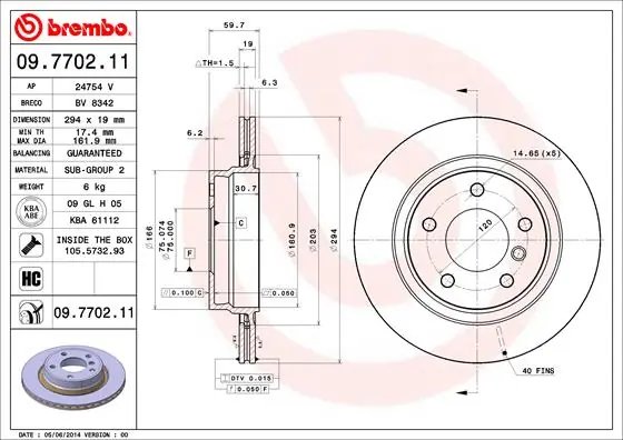 DISC FRANA BREMBO 09.7702.11 - Piesa auto compatibila cu mai multe marci