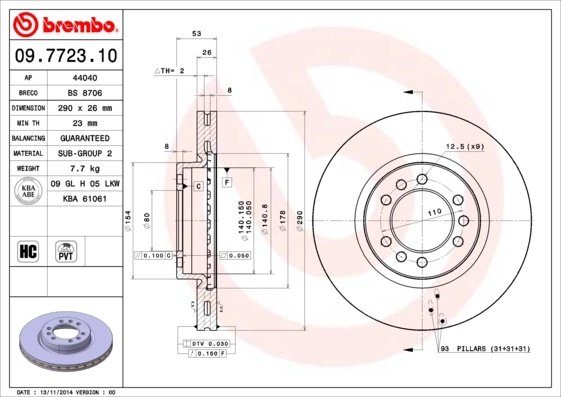DISC FRANA BREMBO 09.7723.10 - Compatibil cu IVECO