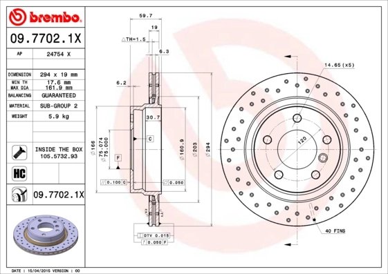 DISC FRANA BREMBO 09.7702.1X - Compatibil cu BMW