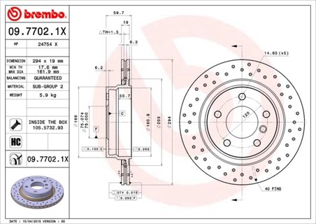 DISC FRANA BREMBO 09.7702.1X - Compatibil cu BMW