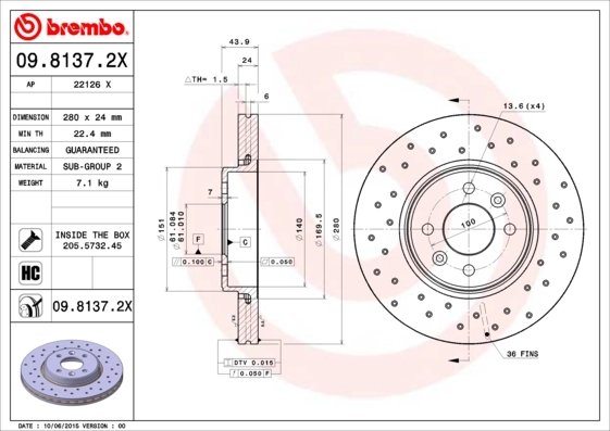 Disc frana Brembo 09.8137.2X
