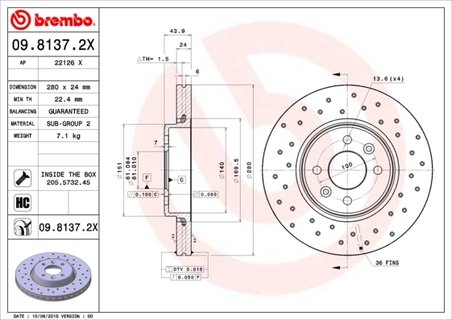 Disc frana Brembo 09.8137.2X