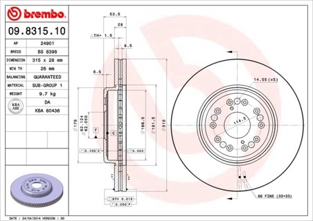 Disc frana Brembo 09.8315.10