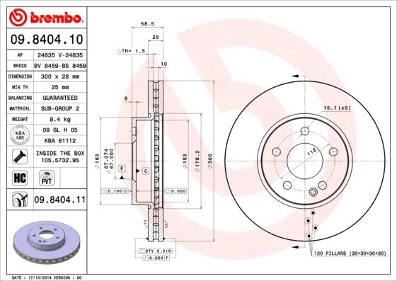 Disc frana Brembo 09.8404.11