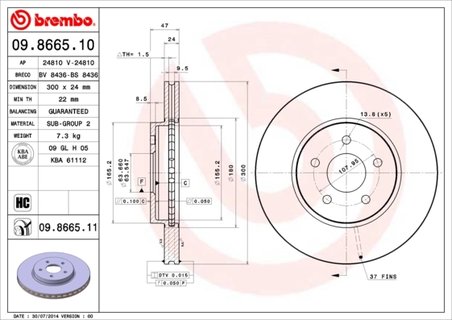 DISC FRANA BREMBO 09.8665.11 - Compatibil cu FORD, FORD (CHANGAN), JAGUAR