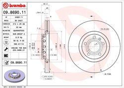 DISC FRANA BREMBO 09.8690.11 - Compatibil cu AUDI, AUDI (FAW), SEAT, SKODA, VW, VW (SVW), ZHONGHUA (BRILLIANCE)