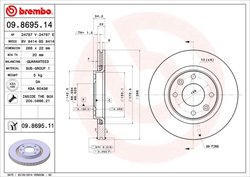 DISC FRANA BREMBO 09.8695.11 - Compatibil cu CITROEN, CITROEN (DF-PSA), DS, FENGSHEN, OPEL, PEUGEOT, PEUGEOT (DF-PSA), VAUXHALL