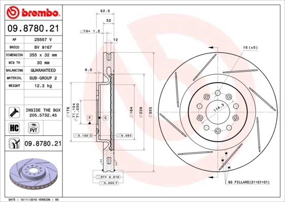 DISC FRANA BREMBO 09.8780.21 - Compatibil cu ASTON MARTIN