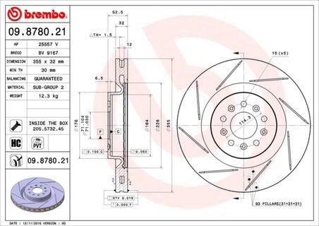 DISC FRANA BREMBO 09.8780.21 - Compatibil cu ASTON MARTIN