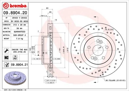 DISC FRANA BREMBO 09.8904.21 - Compatibil cu RENAULT