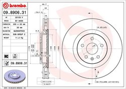 DISC FRANA BREMBO 09.8906.31 - Compatibil cu CHEVROLET