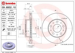DISC FRANA BREMBO 09.8932.10 - Compatibil cu CITROEN, FIAT, PEUGEOT