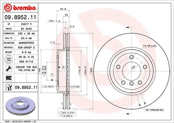 Disc frana Brembo 09.8952.11