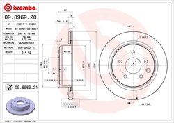 DISC FRANA BREMBO 09.8969.21 - Compatibil cu DONGFENG FENGDU, INFINITI, NISSAN, NISSAN (DFAC), RENAULT, RENAULT (DFAC), VENUCIA