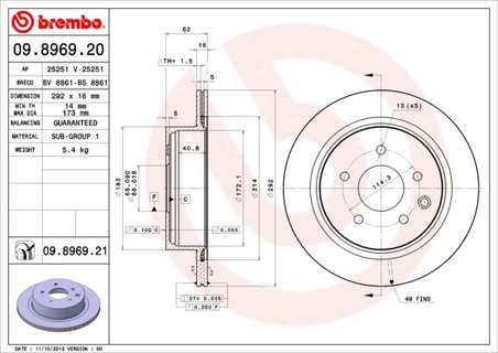 Disc frana Brembo 09.8969.21