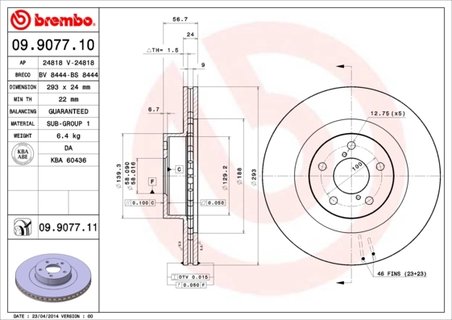 DISC FRANA BREMBO 09.9077.11 - Compatibil cu SUBARU