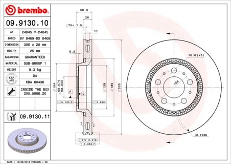DISC FRANA BREMBO 09.9130.11 - Compatibil cu VOLVO