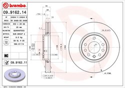 DISC FRANA BREMBO 09.9162.11 - Compatibil cu CADILLAC, CHEVROLET, OPEL, SAAB, VAUXHALL