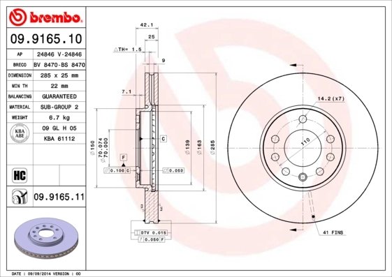 Disc frana Brembo 09.9165.11