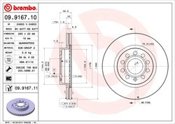 DISC FRANA BREMBO 09.9167.11 - Compatibil cu AUDI, SEAT, SKODA, SKODA (SVW), VW, VW (FAW)