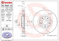 DISC FRANA BREMBO 09.9363.21 - Compatibil cu ALFA ROMEO, CHRYSLER, FIAT (GAC), JEEP