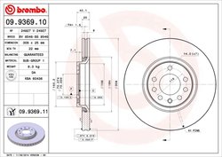 DISC FRANA BREMBO 09.9369.11 - Compatibil cu BAIC, BAIC BJEV, CHEVROLET, OPEL, SAAB, VAUXHALL