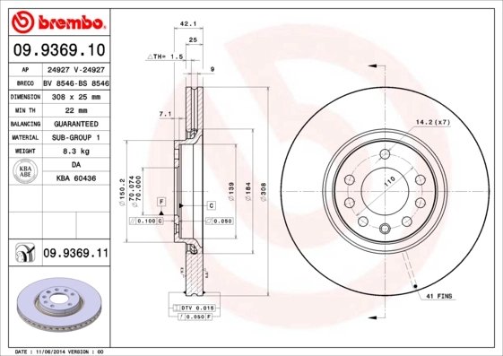 Disc frana Brembo 09.9369.11