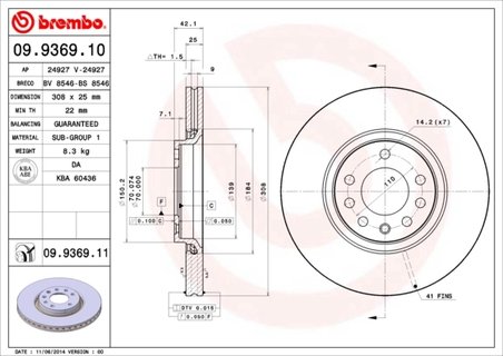 Disc frana Brembo 09.9369.11
