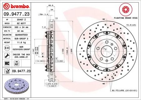 DISC FRANA BREMBO 09.9477.23 - Compatibil cu AUDI