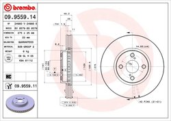 DISC FRANA BREMBO 09.9559.11 - Compatibil cu TOYOTA