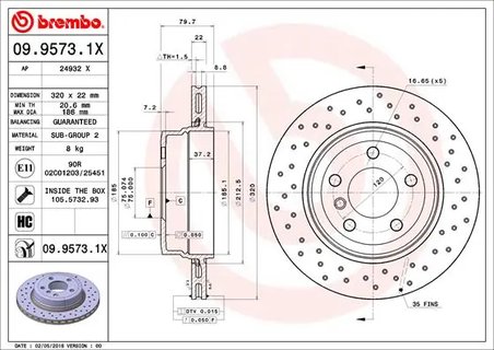 DISC FRANA BREMBO 09.9573.1X - Compatibil cu BMW