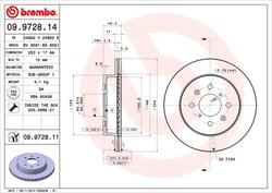 DISC FRANA BREMBO 09.9728.11 - Compatibil cu OPEL, SUBARU, SUZUKI, VAUXHALL