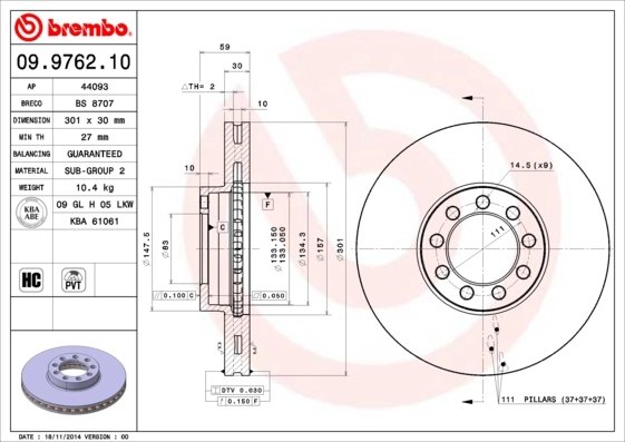 Disc frana Brembo 09.9762.10