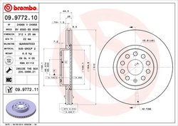 DISC FRANA BREMBO 09.9772.11 - Compatibil cu AUDI, AUDI (FAW), CUPRA, SEAT, SKODA, SKODA (SVW), VW, VW (FAW), VW (SVW)