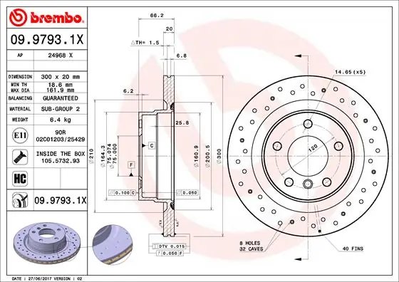 DISC FRANA BREMBO 09.9793.1X - Compatibil cu BMW, BMW (BRILLIANCE)