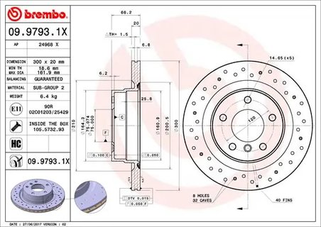 DISC FRANA BREMBO 09.9793.1X - Compatibil cu BMW, BMW (BRILLIANCE)