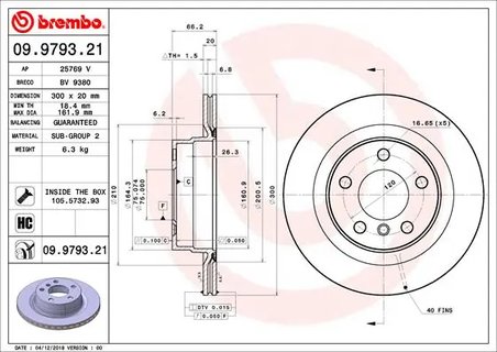 DISC FRANA BREMBO 09.9793.21 - Compatibil cu BMW