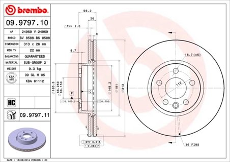 DISC FRANA BREMBO 09.9797.11 - Compatibil cu FORD, SEAT, VW