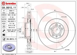 DISC FRANA BREMBO 09.9915.11 - Compatibil cu AUDI, VW
