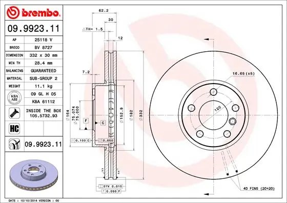 DISC FRANA BREMBO 09.9923.11 - Compatibil cu BMW