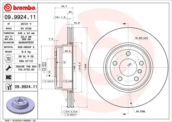 Disc frana Brembo 09.9924.11