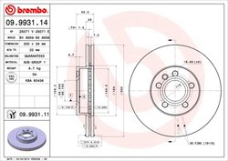 DISC FRANA BREMBO 09.9931.11 - Compatibil cu FORD, SEAT, VW