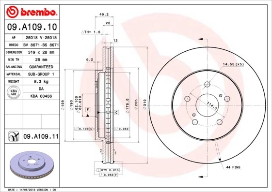 Disc frana Brembo 09.A109.11
