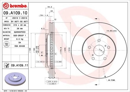 Disc frana Brembo 09.A109.11
