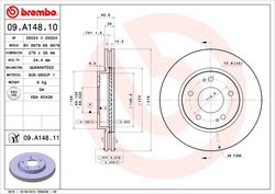 DISC FRANA BREMBO 09.A148.11 - Compatibil cu MITSUBISHI, MITSUBISHI (SOUEAST)