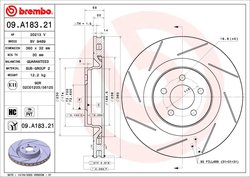 DISC FRANA BREMBO 09.A183.21 - Compatibil cu CHRYSLER